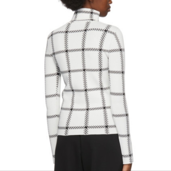 NWT$750 Stella McCartney White Black Plaid Compact Turtleneck Top Sweater - Picture 5 of 14